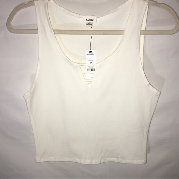 Garage | Tops | Garage Cropped Ladder White Tank Top Size Medium | Poshmark